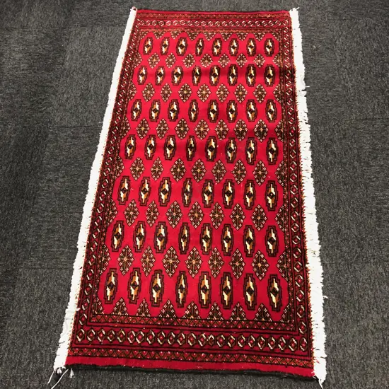 #138G PERSIAN TORKAMAN HAND KNOTTED ALL WOOL RUG 1350 X 630MM