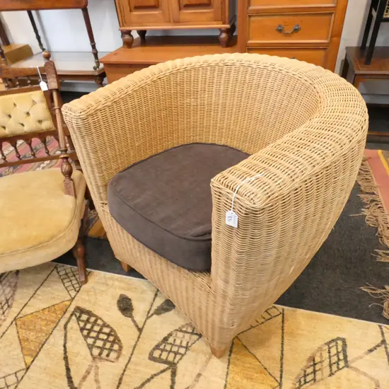 RATTAN CLUB CHAIR & CUSHION H. 750MM