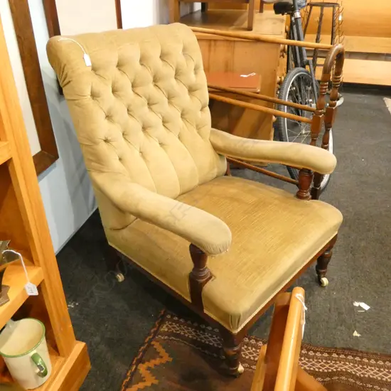 LATE VICTORIAN GRANDFATHER CHAIR