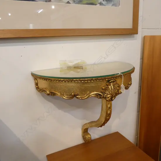 GILDED I/2 ROUND ITALIAN CONSUL TABLE L 520 MM