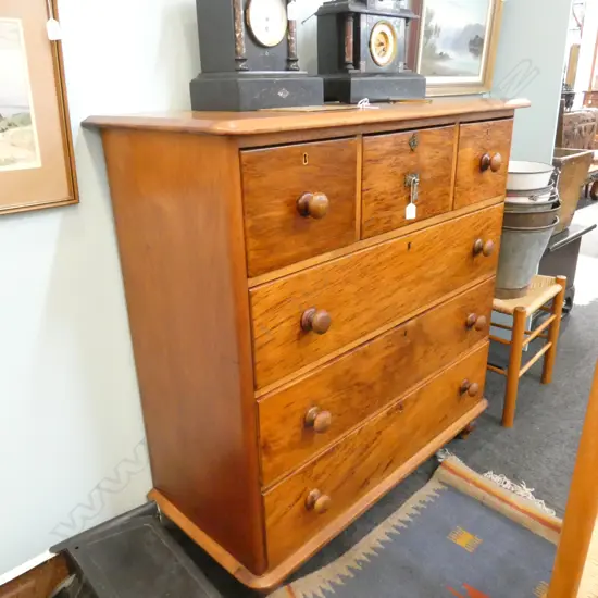 KAURI 6 DRAWER SOLID MOTTLE FRONTED CHEST OF DRAWERS H. 1175 W. 1150MM D. 500MM