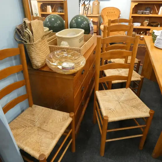 6 LADDER BACK COUNTRY STYLE CANE CHAIRS 