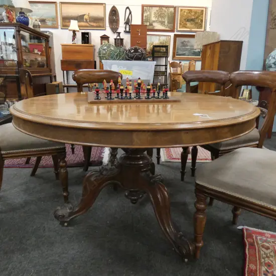 FADED VICTORIAN MAHOGANY CIRCULAR TABLE 1200MM DIA