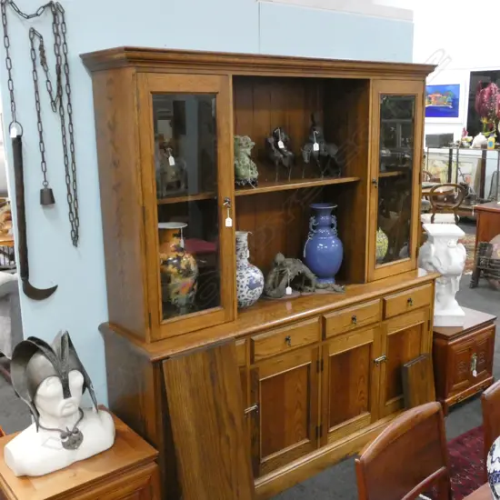 OAK ROSE & HEATHER DISPLAY CABINET H. 1980MM W. 1840MM