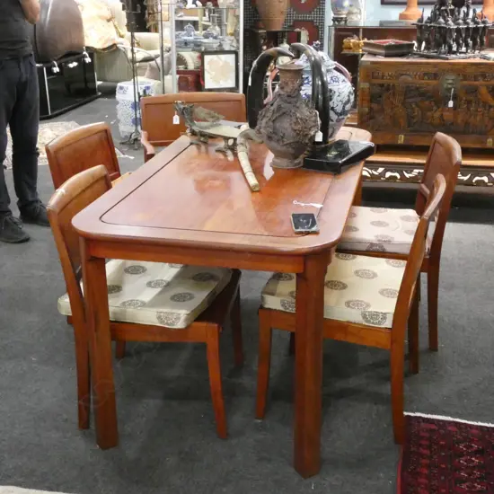 ORIENTAL DINING TABLE  4 CHAIRS & 2 CARVERS L1520MM