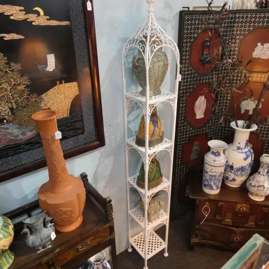 5 TIER WHITE METAL PLANT STAND H. 1850MM