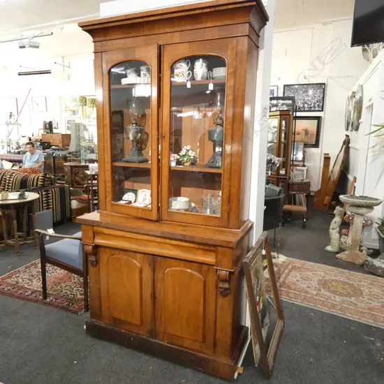VICTORIAN GLAZED BOOKCASE CHIFFONIER  H. 2160MM