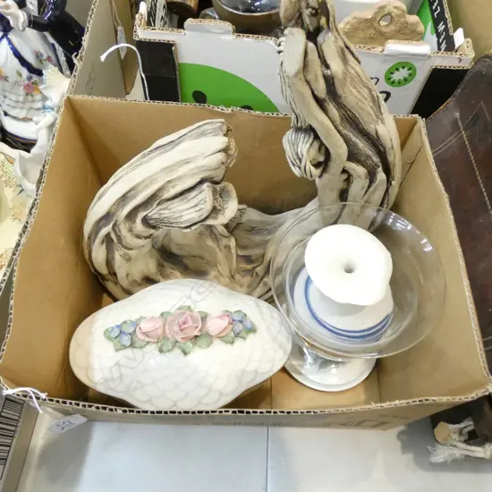 BOX LOT DRESEN LIDDED DISH, ASST CERAMICS ETC