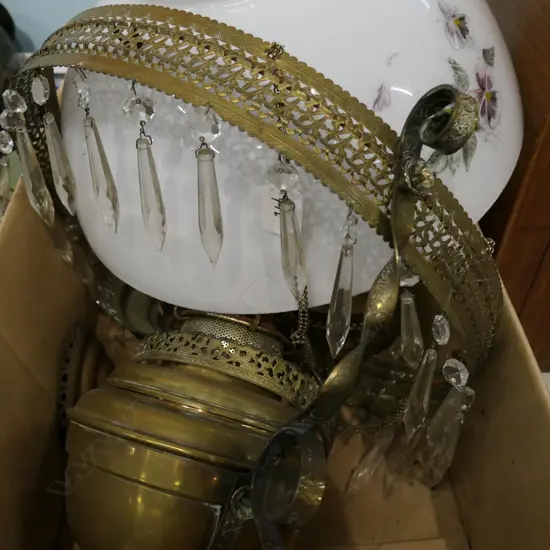 BRASS MILLER STYLE RISE AND FALL LIGHT WITH SHADE