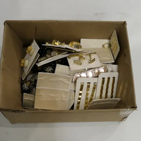 BOX ASSORTED COSTUME JEWELLERY (INCL TIE PIN & CUFFLINK SETS)