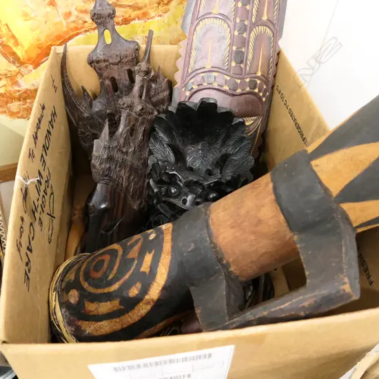 BOX LOT PNG WOODEN ARTEFACTS