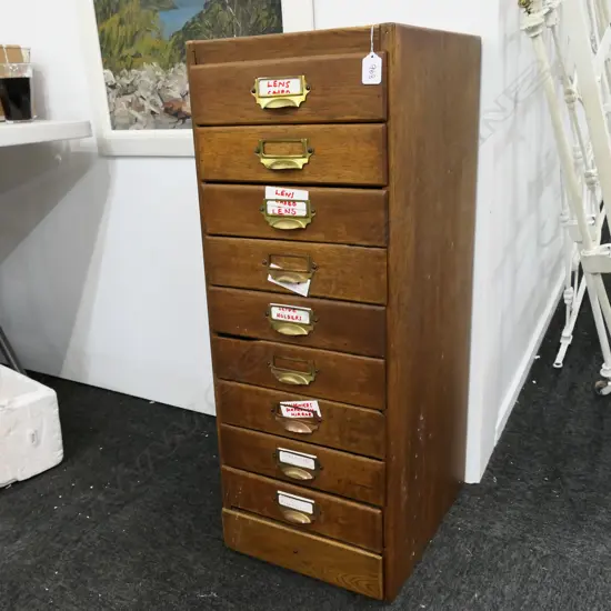 VINTAGE OAK 10 DRAWER FILING CABINET