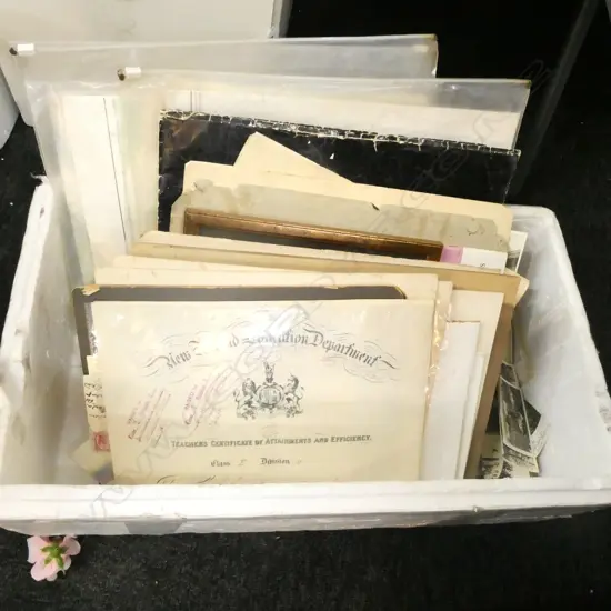 BOX OF ANTIQUE & VINTAGE PHOTOS, MAPS, EPHEMERA ART ETC.