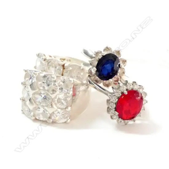 4 SILVER CZ DRESS RINGS 