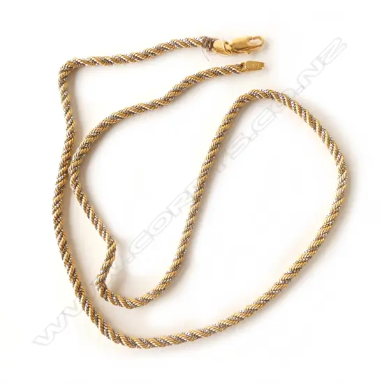 18 CT YELLOW & WHITE GOLD CHAIN ITALY L. 450MM 8gm