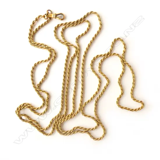 VICTORIAN GILT ROPE TWIST MUFF CHAIN L.1400mm