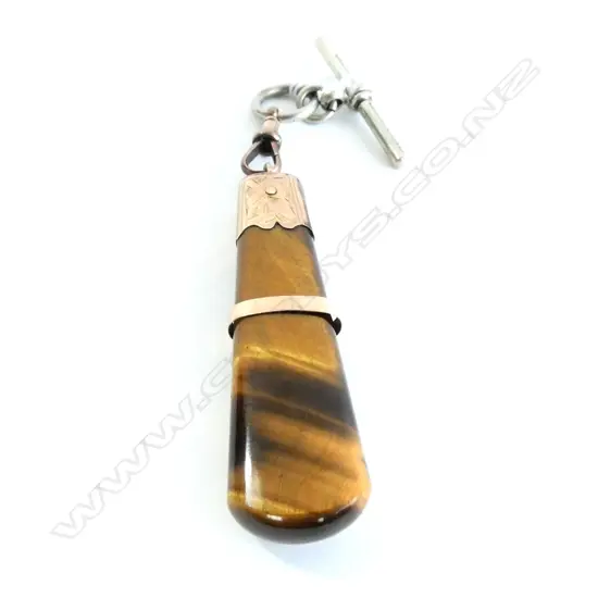 9CT GOLD AND TIGER'S EYE PENDANT (AF)