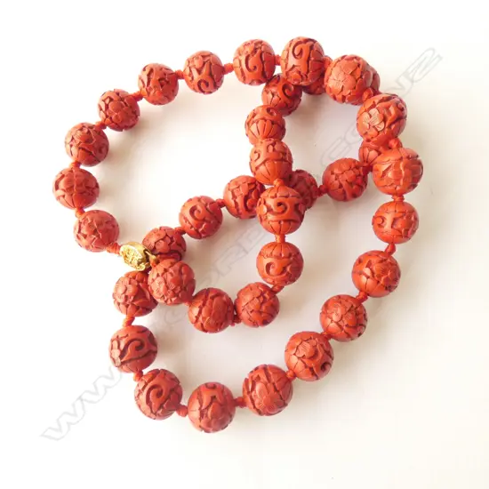 CINNIBAR LACQUER BEAD NECKLACE L.600mm