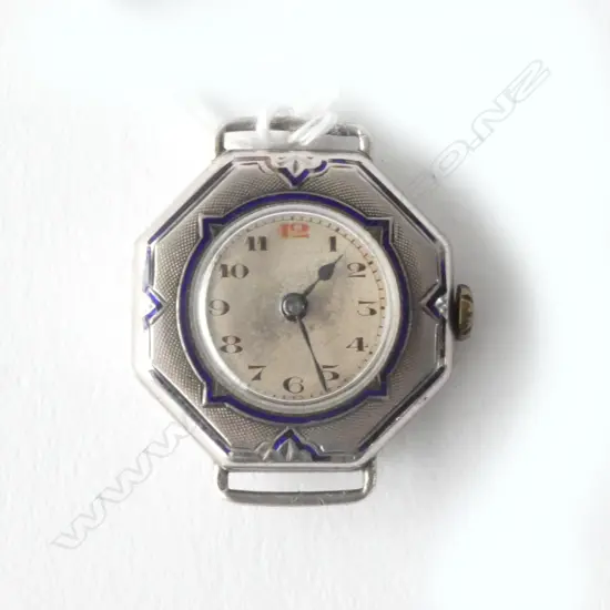 Ladies 1920 Sterling Silver enamlled watch, very stylish