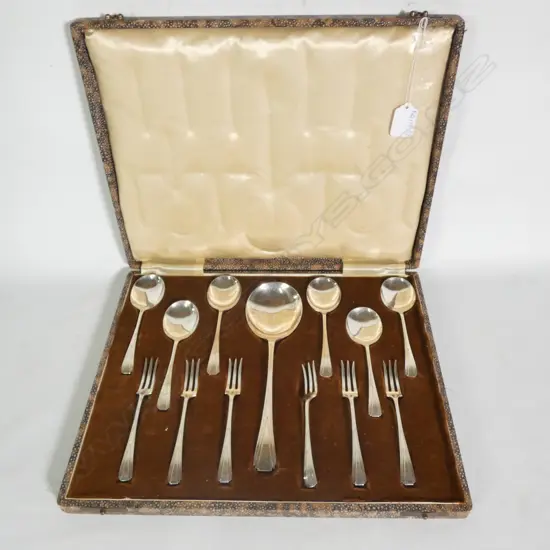 ART DECO 13 PCE DESSERT SPOONS & FORKS, BOXED
