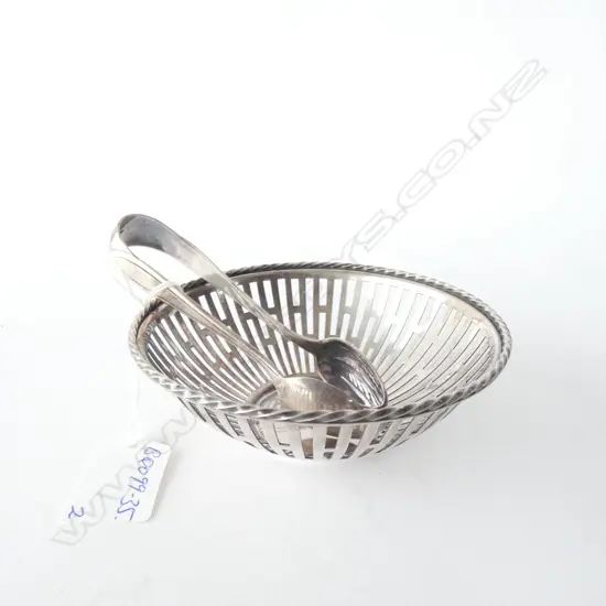 EUROPEAN SILVER BONBON DISH & TONGS 120gms