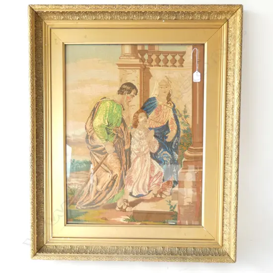 VICTORIAN EMBROIDERY OF JESUS/MARY AND JOESPH