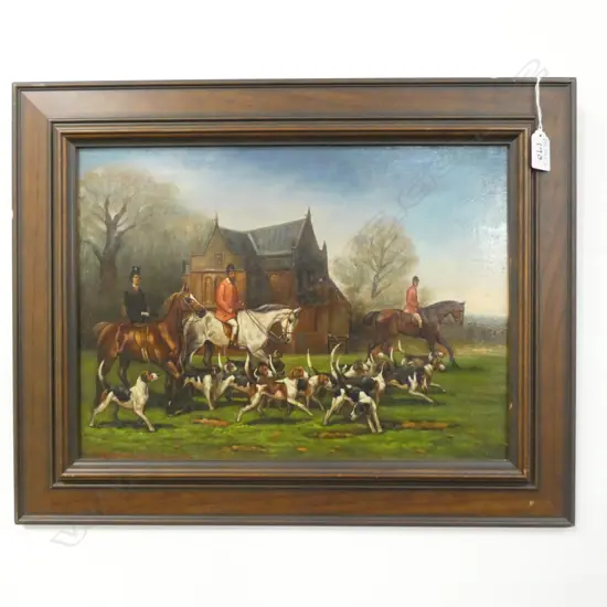 HUNT SCENE OIL ON BOARD 285 X 390MM