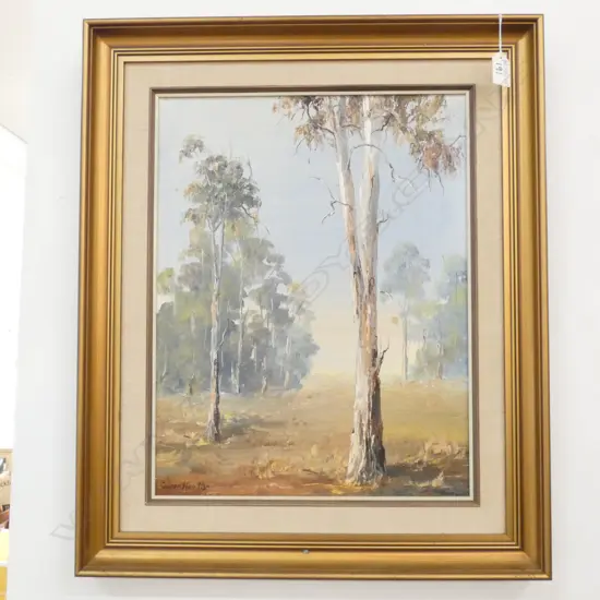 COLLEEN HAMILTON 'GUM GROVE NSW' OIL ON BOARD 440 X 340MM