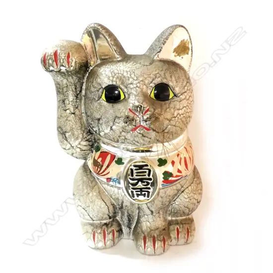 LGE VINTAGE CERAMIC ORIENTAL LUCKY CAT money box H.340mm
