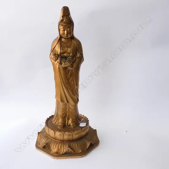 GILT BUDDHA & CHILD ORIENTAL STATUE