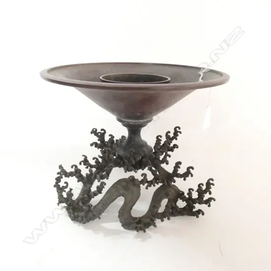 JAPANESE VINTAGE BRONZE USUBATA IKEBANA VASE