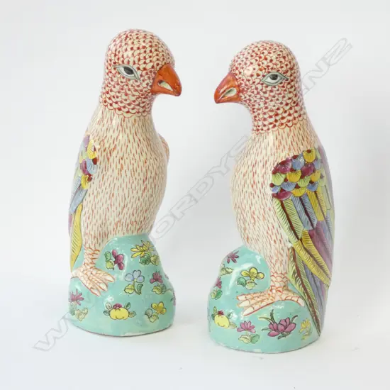 PAIR OF HIGHLY DECORATIVE CHINESE BIRD ORNAMENTS