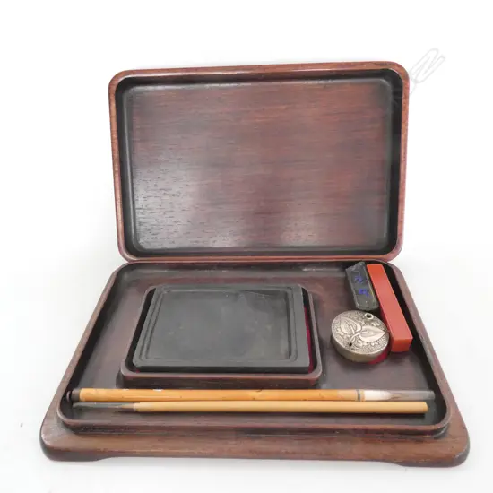 ROSEWOOD BOXED CALLIGRAPHY SET