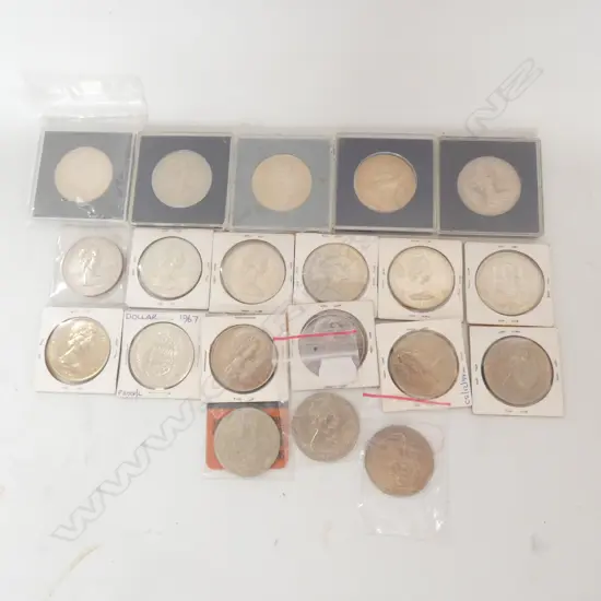 20 NZ $1 COINS, 1 PROOF, 19 UNC.