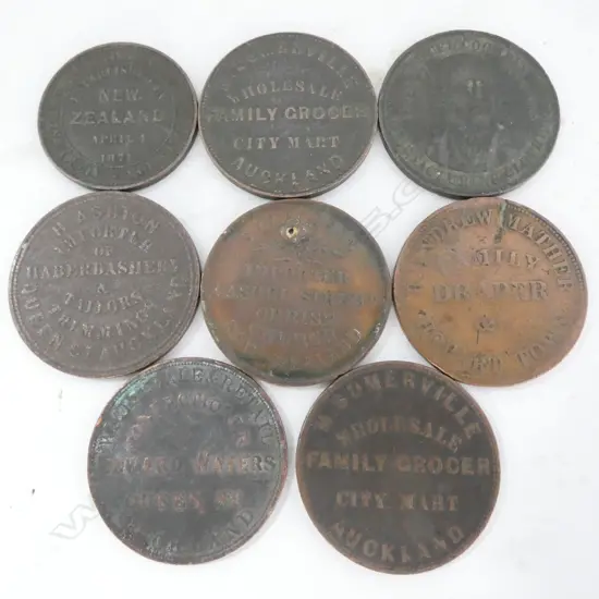 8 ASSORTED NZ NICKELS, CIRCA 1800'S, MIXED CONDITION 