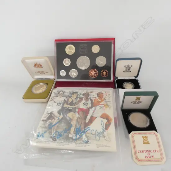 AUST. & BRITISH COINS. 1 PROOF SET, 4 UNC.