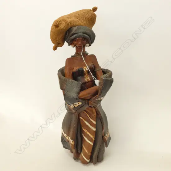 LARGE AFRICAN EARTHENWARE POTTERY STATUE