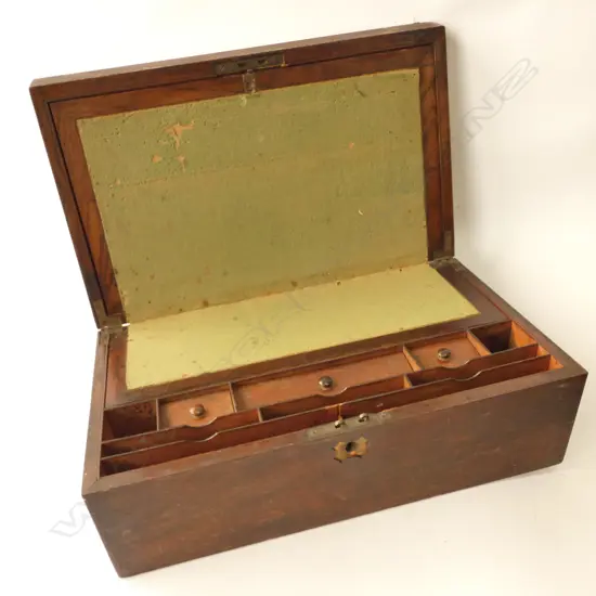 19TH C MAHOGANY WRITING SLOPE NEEDS RESTORATION W 450 MM