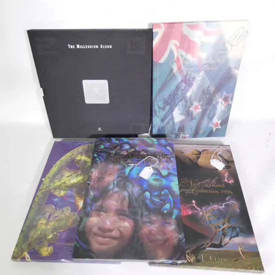 4 'THE NZ STAMP COLLECTION' BOOKS 1994 - 1997 + MILLENNIUM 1999 ED