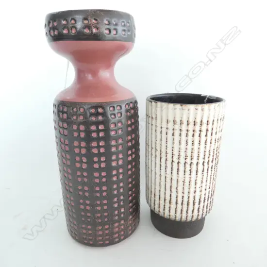 2 WEST GERMAN POTTERY VASES, H. 225MM