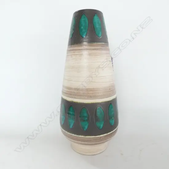 WEST GERMAN POTTERY VASE, TURQUOISE ACCENTS, H. 265MM