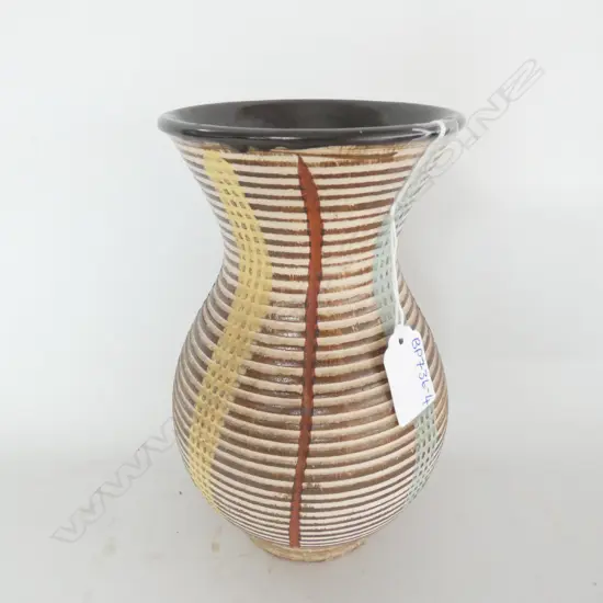 WEST GERMAN POTTERY STRIPED VASE, H 205MM