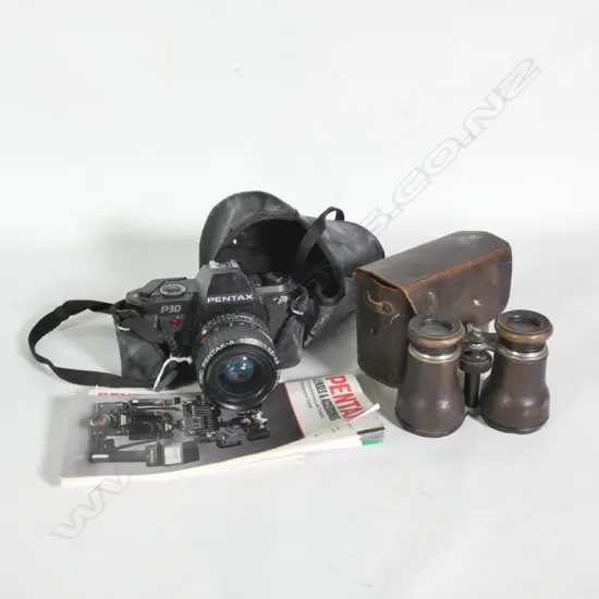 PENTAX P30 CAMERA + FRENCH BINOCULARS BOTH IN CASES