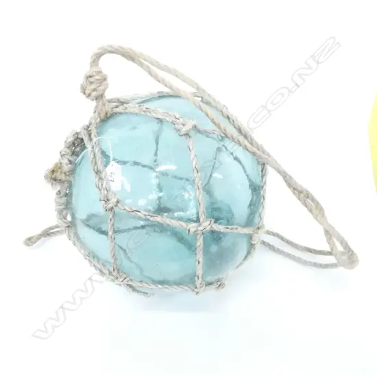 OLD SMALL/MED GLASS FISHING FLOAT WITH NETTING Dia.330mm