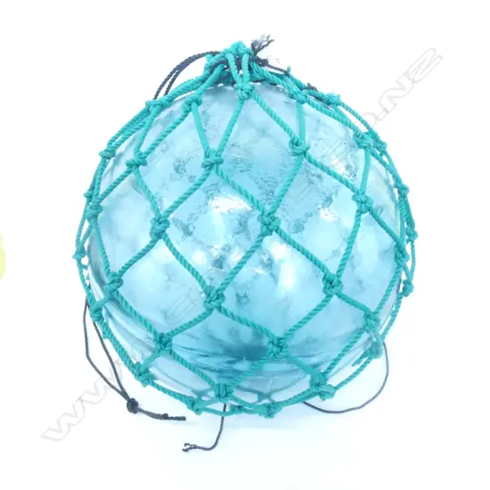OLD LARGE GLASS FISHING FLOAT WITH NETTING Dia.390mm