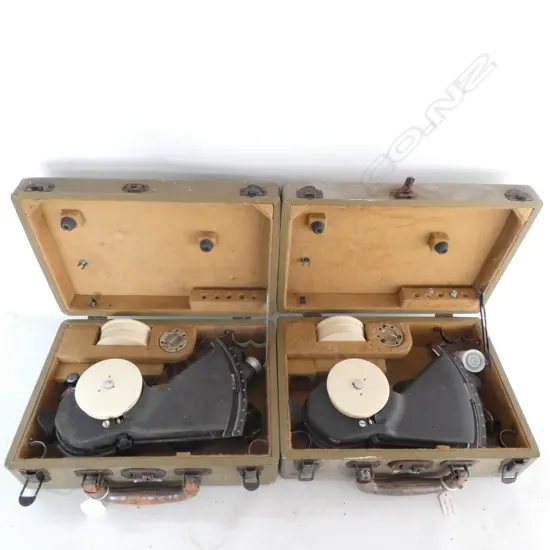 2 US NAVY BUBBLE SEXTANTS IN BOXES, c.1943