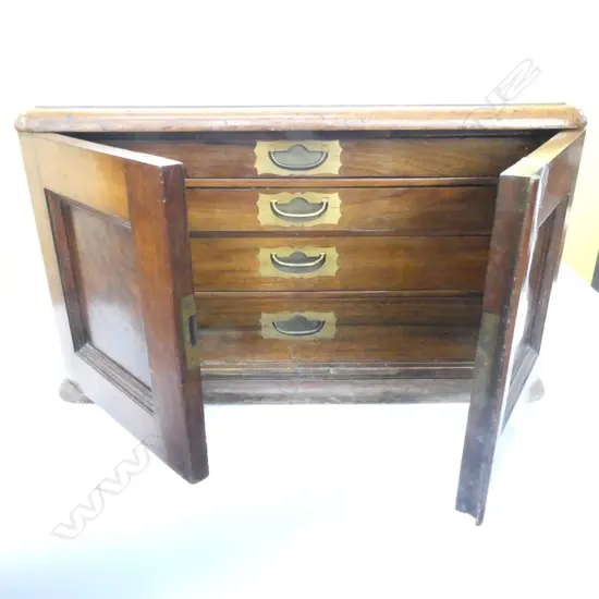 3 DRAWER WALNUT CUTLERY CABINET W. 330 X 370MM, H. 300MM