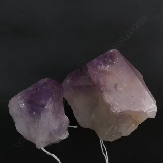 TWO  AMETHYST QUARTZ PIECES,  L. 90 & 110MM