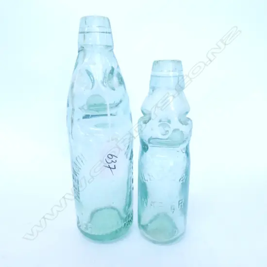 2 CODD NECKED BOTTLES ONE AF H. 230MM