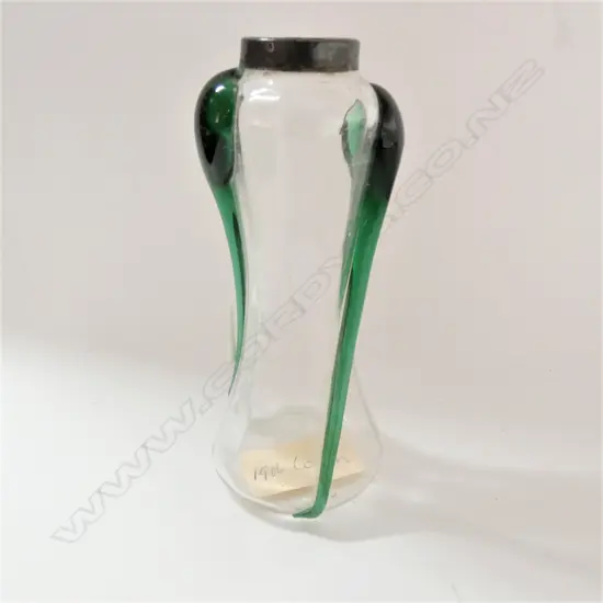 ART NOUVEAU GLASS VASE SILVER RIM L.1906